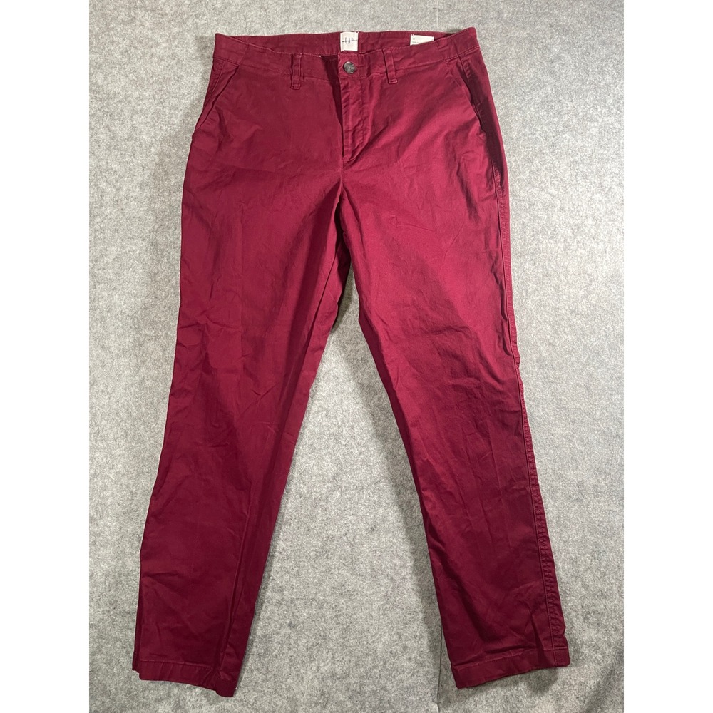 Gap Girlfriend Khaki Pants Womens 10 Burgundy Maroon Chino Tapered Mid Rise